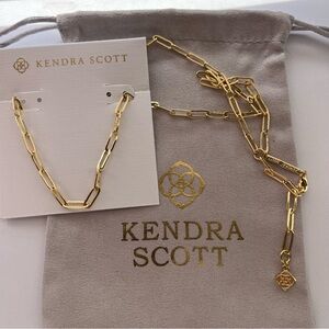 ✨Kendra Scott Courtney Paperclip Necklace Fashion Jewelry Gold New ✨